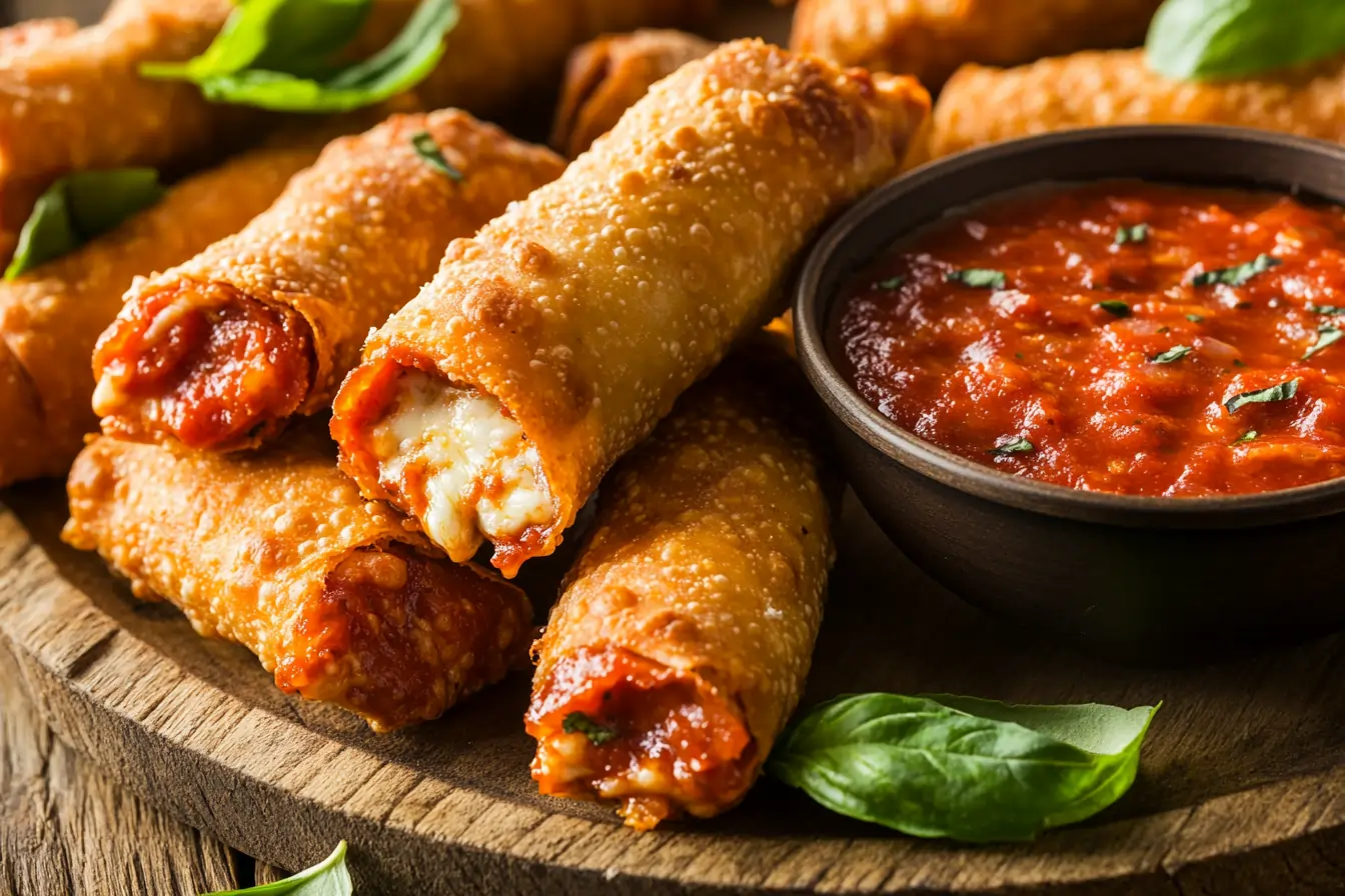 Pepperoni pizza egg rolls