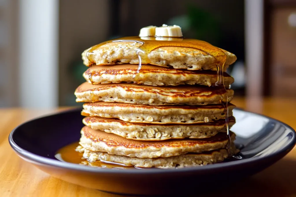 fluffy banana oat pancakes