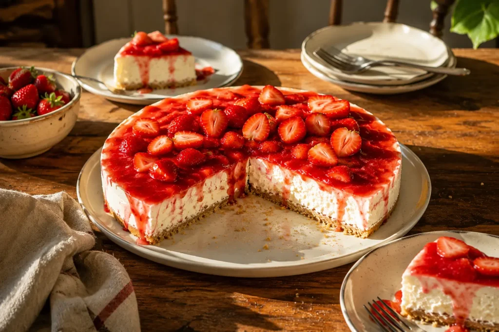 NO BAKE STRAWBERRY CHEESECAKE FOR HOT SUMMER DAYS ☀️