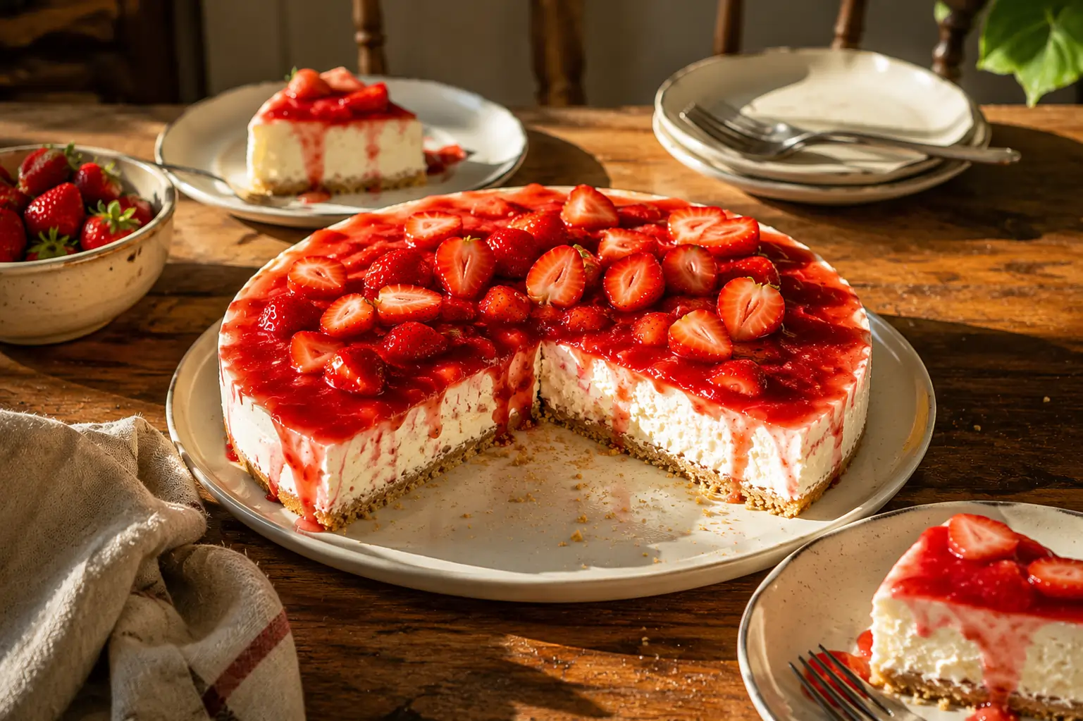 NO BAKE STRAWBERRY CHEESECAKE FOR HOT SUMMER DAYS ☀️