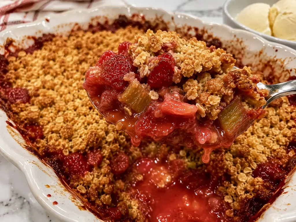 STRAWBERRY RHUBARB CRISP THAT TASTES LIKE SUMMER ☀️