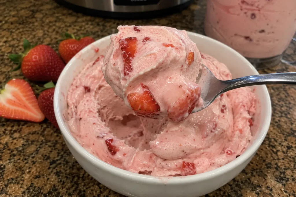 NINJA CREAMI STRAWBERRY ICE CREAM IN JUST A FEW SIMPLE STEPS ❤️