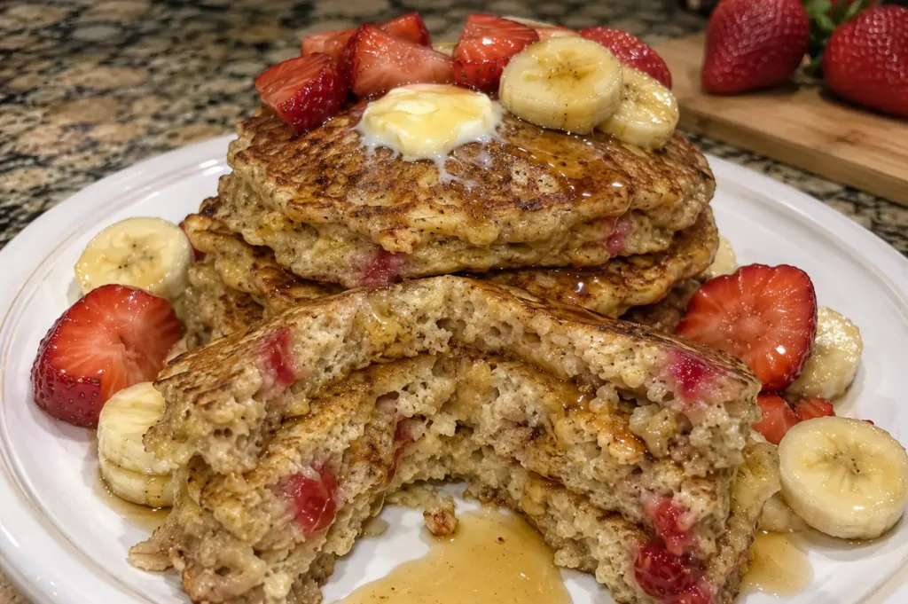 STRAWBERRY BANANA OAT PANCAKES READY IN 20 MINUTES ⏱️