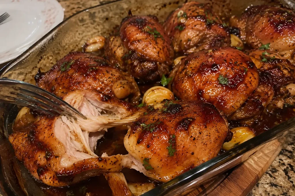 HONEY GARLIC CHICKEN THIGHS BAKED TO PERFECTION 😍