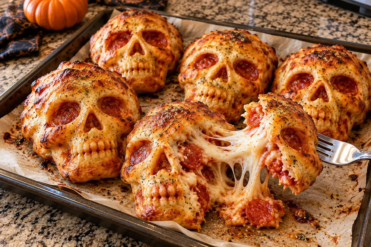 HALLOWEEN PIZZA SKULLS RECIPE FOR A SPOOKY PARTY
