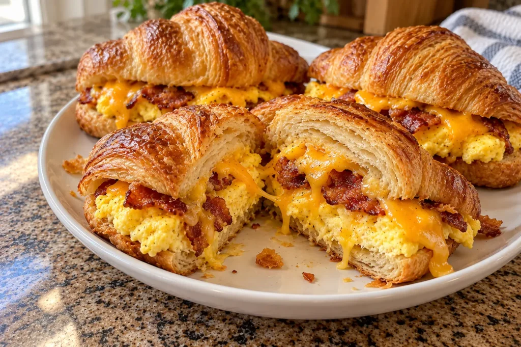 TIKTOK BREAKFAST CROISSANT VIRAL BREAKFAST SANDWICH IDEA
