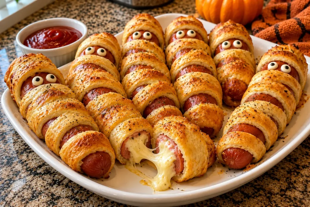 CHEESE STUFFED MUMMY HOT DOGS RECIPE