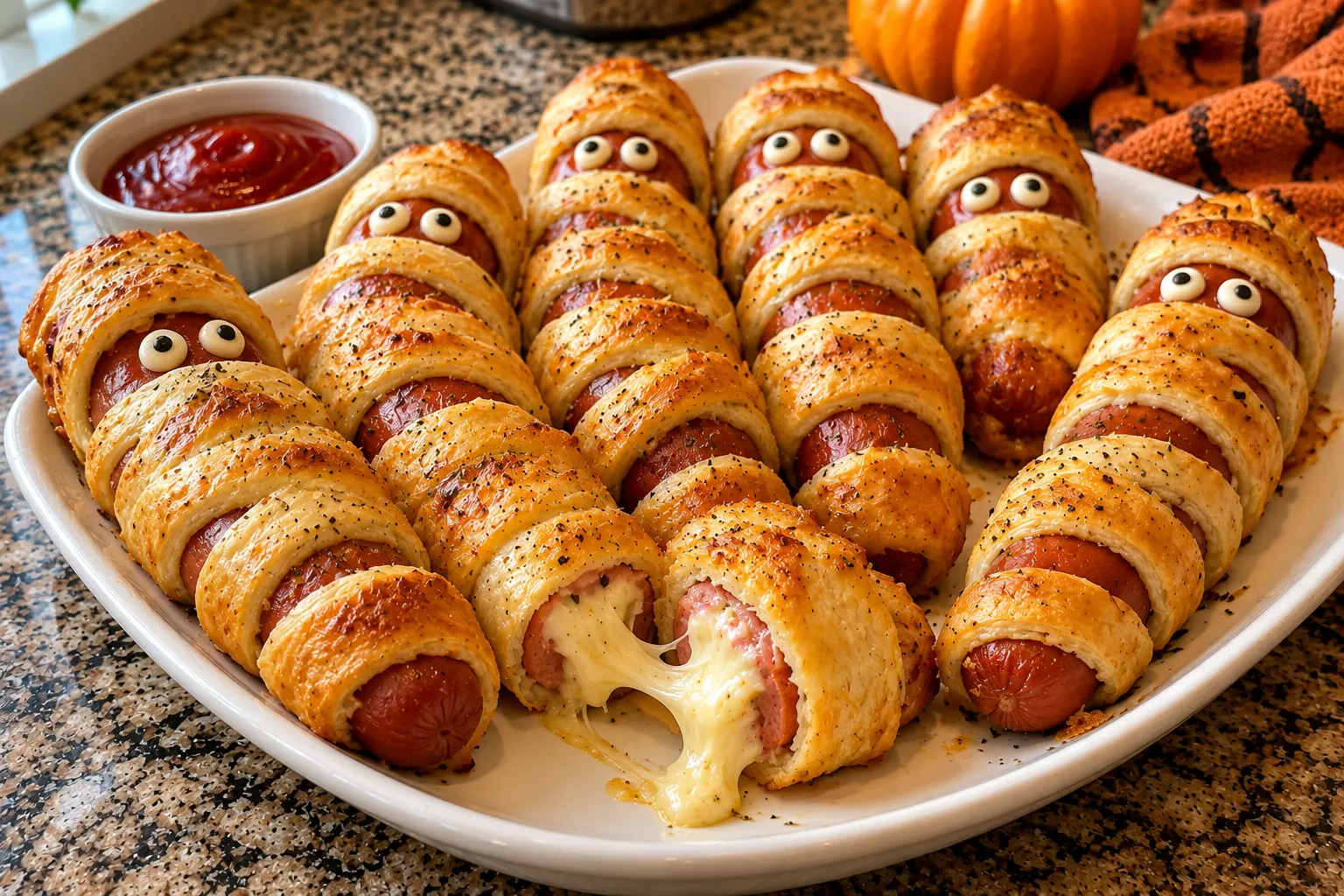 CHEESE STUFFED MUMMY HOT DOGS RECIPE