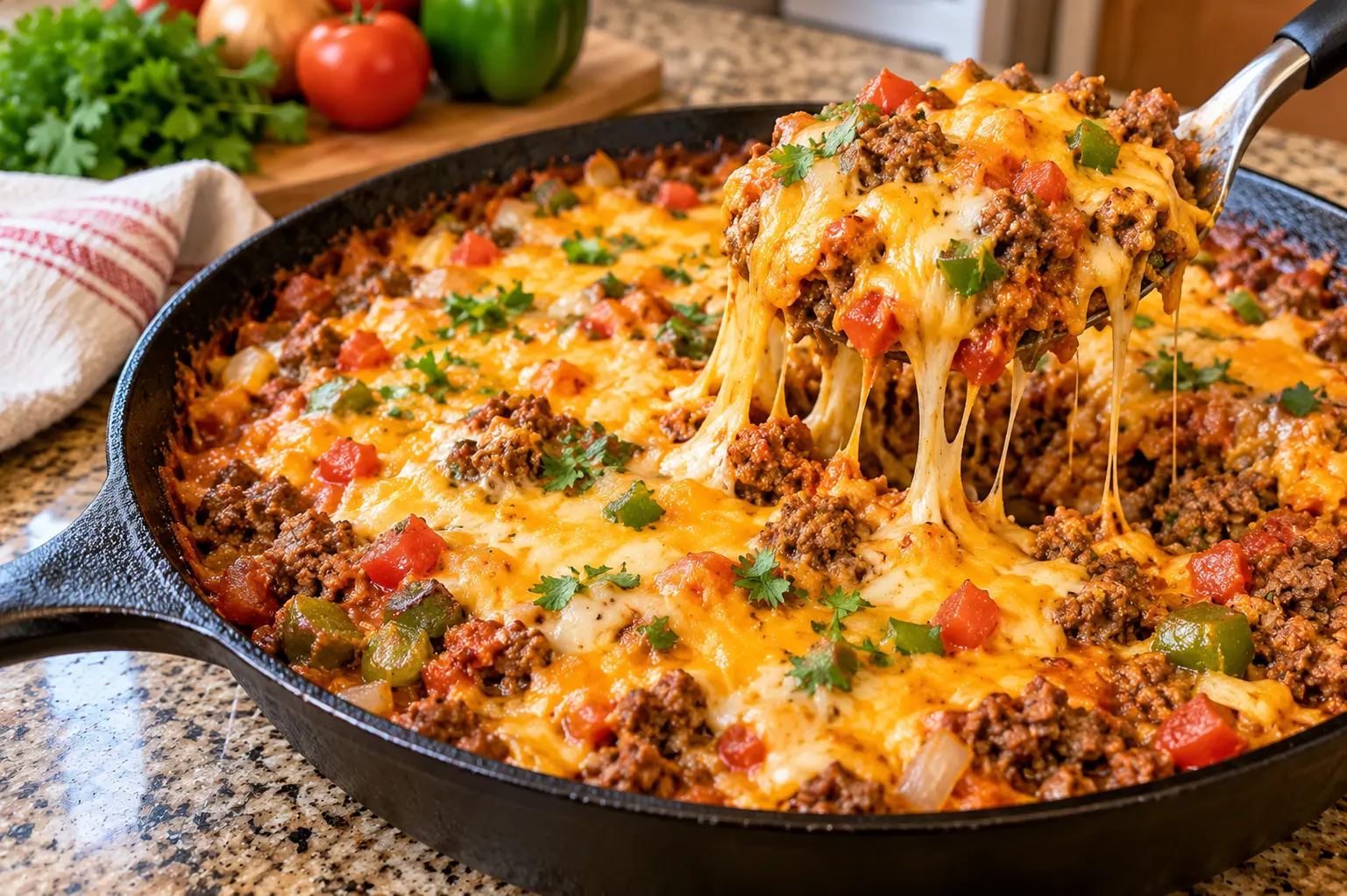 CHEESY TACO SKILLET RECIPE