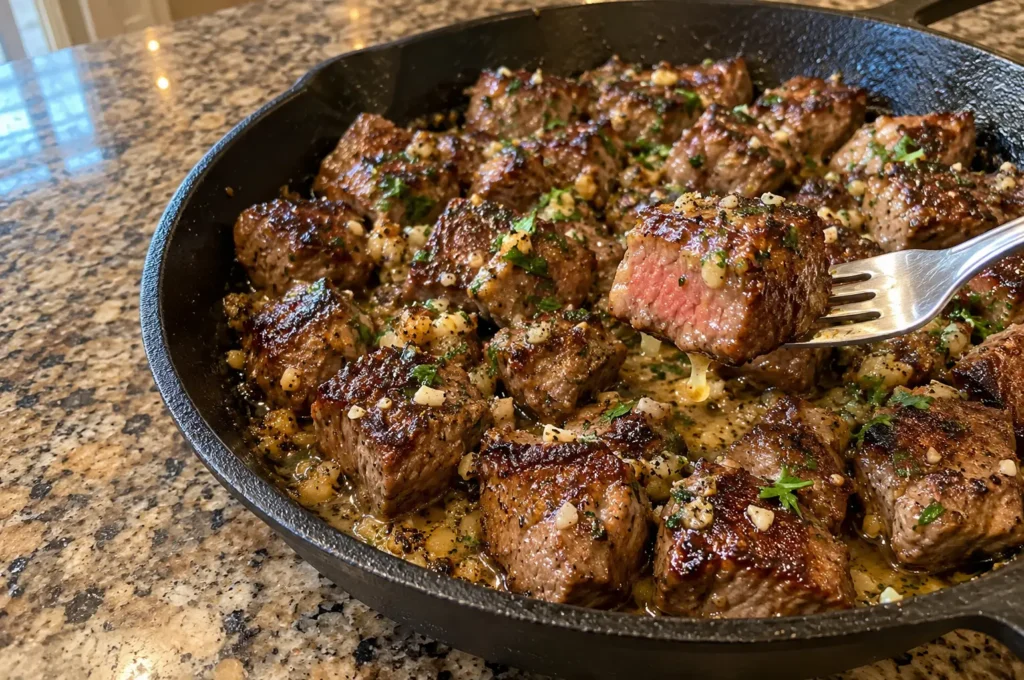 GARLIC BUTTER STEAK BITES RECIPE