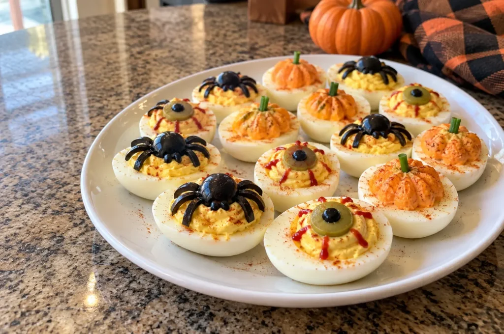 HALLOWEEN DEVILED EGGS RECIPE FOR FUN FAMILY PARTIES